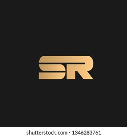 SR or RS logo vector. Initial letter logo, golden text on black background