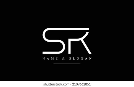 Monograma del logotipo de las letras abstractas SR, RS, S, R