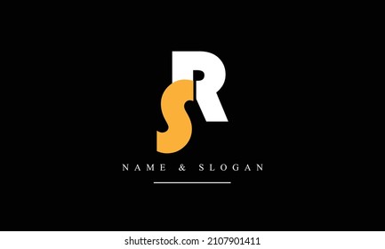 Monograma del logotipo de las letras abstractas SR, RS, S, R