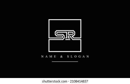 Monograma del logotipo de las letras abstractas SR, RS, S, R