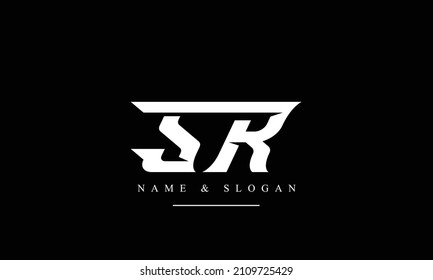 Monograma del logotipo de las letras abstractas SR, RS, S, R