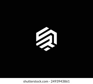 SR RS simple clean hexagon logo design