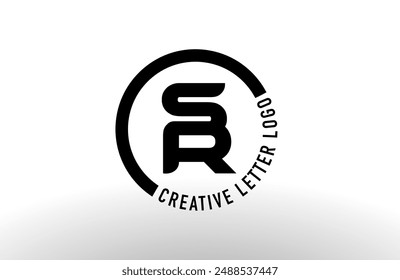 SR RS United Letter Icon Design Logo Vector in Black Minimalist Creative Modern Style Illustration.