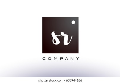SR S R black white handwritten handwriting alphabet company letter logo square design template dot dots creative abstract