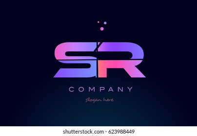 sr s r creative color blue background pink purple blue magenta alphabet letter company logo vector icon design
