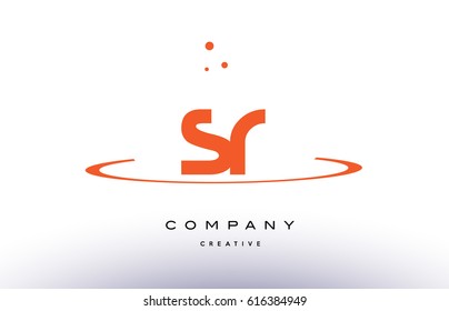 SR S R creative orange swoosh dots alphabet company letter logo design vector icon template