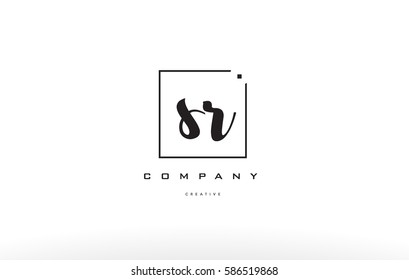 sr s r hand writing written black white alphabet company letter logo square background small lowercase design creative vector icon template 