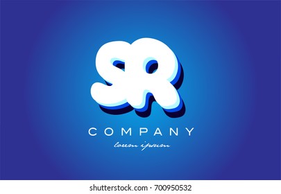 SR S R letter logo combination alphabet vector creative company icon design template modern blue white 3d
