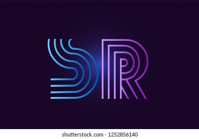 sr s r line blue pink design of alphabet letter combination with gradient color suitable as a logo for a company or business