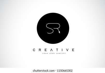 SR S R Logo Design with Black and White Creative Icon Text Letter Vector.
