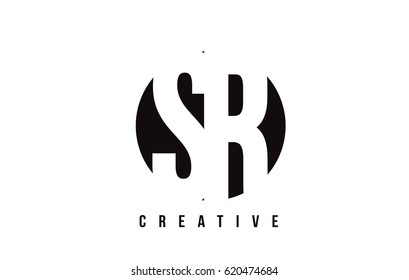 SR S R White Letter Logo Design with Circle Background Vector Illustration Template.