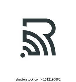 SR with signal letter icon logo, eps 10