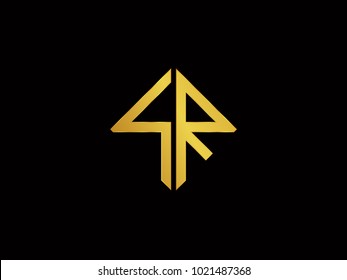 SR square shape Gold color logo