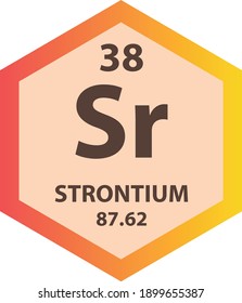 Sr Strontium Alkaline earth metal Chemical Element Periodic Table. Hexagon vector illustration, colorful Hexagon clean style Icon with molar mass and atomic number for Lab, science or chemistry class