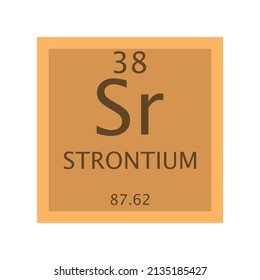 Sr Strontium Alkaline earth metal Chemical Element Periodic Table. Simple flat square vector illustration, simple clean style Icon with molar mass and atomic number for Lab, science or chemistry class