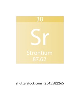 Sr Strontium Alkaline Earth Metal Químico Elemento Tabela Periódica. Simples ilustração de vetor quadrado plano, ícone de estilo limpo simples com massa molar e número atômico