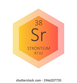 Sr Strontium Chemical Element Periodic Table. Hexagon gradient vector illustration, simple clean style Icon with molar mass and atomic number for Lab, science or chemistry education.