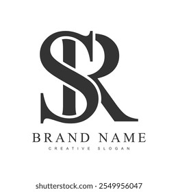 Modelo de logotipo da moda SR. Estilo de fonte clássico das letras iniciais s e r. Logotipo criativo do nome ou da identidade da empresa. Ilustração vetorial.