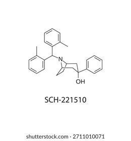 SR-16435 Chemische Struktur Vektor Skelettformel auf weißem Hintergrund. Einfache chemische Illustration.