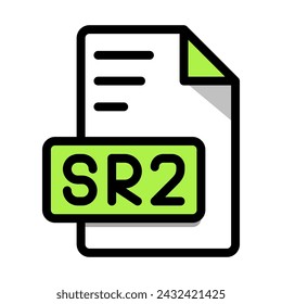 Sr2 File Format Icon. type file Editable Bold Outline With Color Fill Design icon. Vector Illustration.