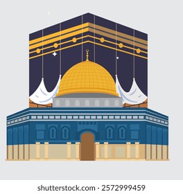 sra wal Mi'raj The night journey of the Prophet Muhammad. Vector illustration of Al Isra Wal Miraj for social media with a ratio of 4:5 Greeting frame with