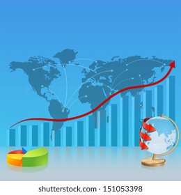Srategic map, with the diagram and globe. Template, business reports, infographics