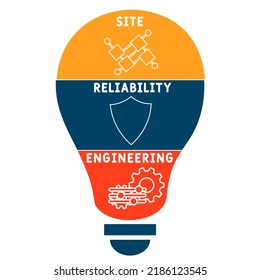 SRE - Site Reliability Engineering Acronym. Business Concept Background. Vector Illustration Concept With Keywords And Icons. Lettering Illustration With Icons For Web Banner, Flyer, Landing Pag