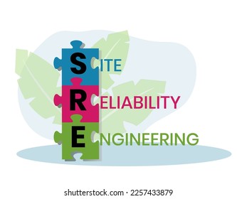 SRE - Site Reliability Engineering acronym. business concept background. vector illustration concept with keywords and icons. lettering illustration with icons for web banner, flyer, landing page