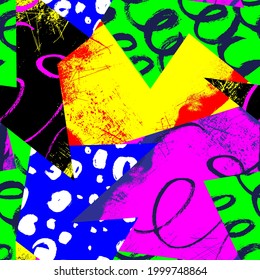 Sreamless abstract geometry pattern with grunge lines