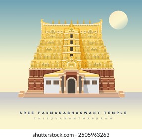 Sree Padmanabhaswamy Temple - Thiruvananthapuram - Stock Illustration as EPS 10 File