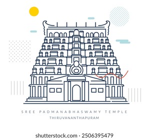 Sree Padmanabhaswamy Temple - Thiruvananthapuram - Stockillustration als EPS 10 Datei