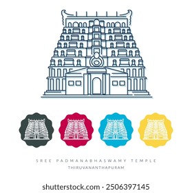 Sree Padmanabhaswamy Temple - Thiruvananthapuram - Stock Illustration as EPS 10 File