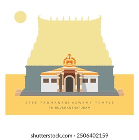 Sree Padmanabhaswamy Temple - Thiruvananthapuram - Stock Illustration as EPS 10 File