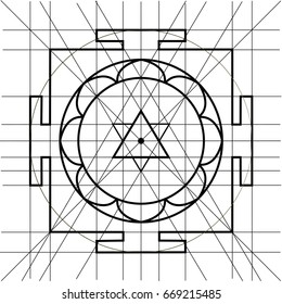 Sree Yantra. Sacred Geometry coloring book