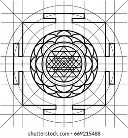 Sree Yantra. Sacred Geometry coloring book