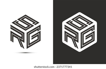 SRG letter logo design with illustrator cube logo, vector logo modern alphabet font overlap style. Premium Business logo icon. White color on black background