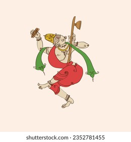 Ilustración de imágenes de clip de color de Sri Annamacharya, vector de arte de la línea de dioses indio