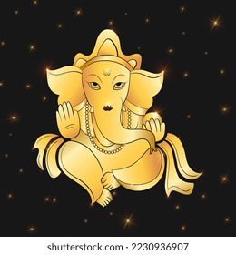 Sri Ganesh goldene Vektorgrafik für Hochzeitseinladung, Tapete und Ganesh Chaturthi.