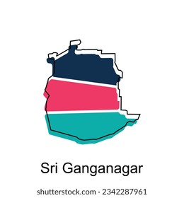 Sri Ganganagar map. vector map of the India Country. Borders of for your infographic. Vector illustration design template