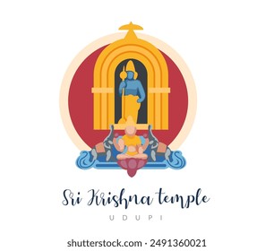 Sri Krishna Temple Udupi - Stock Illustration as EPS 10 File