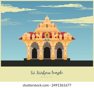 Sri Krishna Temple Udupi - Stock Illustration as EPS 10 File