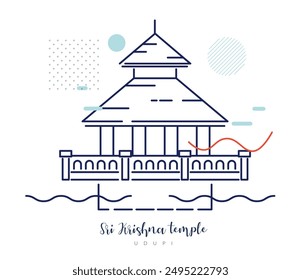 Sri Krishna Temple Udupi - Stock Illustration as EPS 10 File