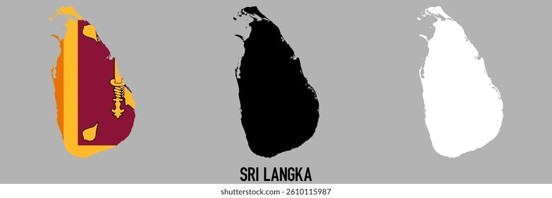 Sri Langka flag and map shape black and gray color.