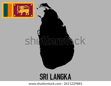 Sri Langka Map and flag - black World Map and flag International vector template with High detailed isolated on grey background - Vector