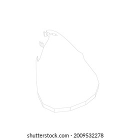 Sri Lanka - 3D black thin outline silhouette map of country area. Simple flat vector illustration