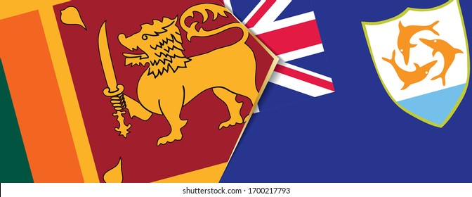 Sri Lanka and Anguilla flags, two vector flags symbol of relationship or confrontation.