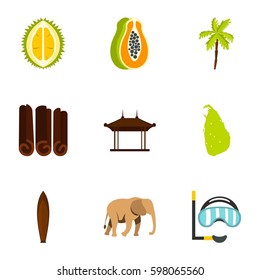 Sri Lanka attractions icons set. Flat illustration of 9 Sri Lanka attractions vector icons for web