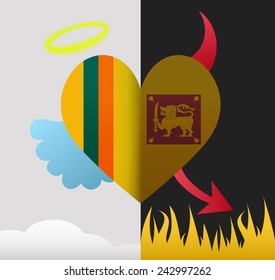Sri Lanka background of a heart half demon half angel