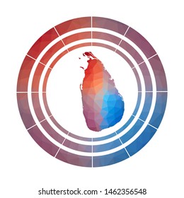 Sri Lanka badge. Bright gradient logo of country in low poly style. Multicolored Sri Lanka rounded sign with map in geometric style for your infographics.