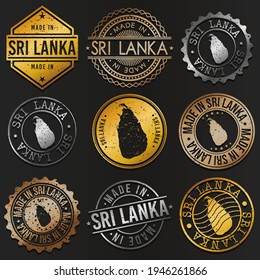 Sri Lanka Business Metal Stamps. Gold Made In Product Seal. National Logo Icon. Symbol Design Insignia Country.